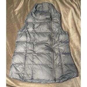 Eileen Fisher Puffer‎ Vest Womens M Gray Recycled Nylon Down Quilted F4GGR